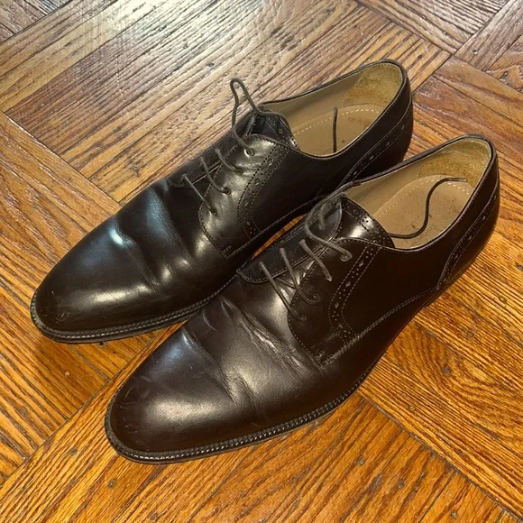 Ermenegildo Zegna Black Pebbled Leather Wingtip Derby Shoe US 9 EU 42 Dark Brown Ermenegildo Zegna Wingtip Oxford Shoes US 9 Brown Leather  main image 2